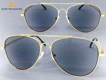 Classic Vintage Retro Aviator Style READING SUNGLASSES READERS Gold Frame Lens Strength +2.00