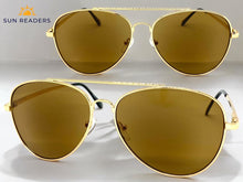 Classic Vintage Retro Aviator Style READING SUNGLASSES READERS Gold Frame Lens Strength +1.50