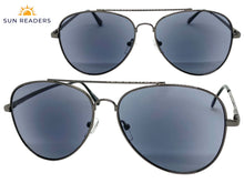Classic Vintage Retro Aviator Style READING SUNGLASSES READERS Gunmetal Frame Lens Strength +2.25