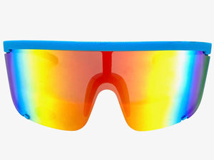 Oversized Modern Retro Shield Style SUNGLASSES X-Large Blue Frame 5340