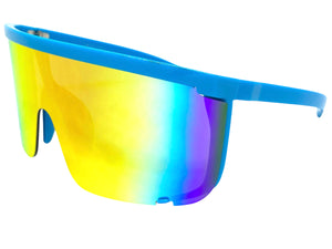 Oversized Modern Retro Shield Style SUNGLASSES X-Large Blue Frame 5340