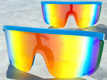 Oversized Modern Retro Shield Style SUNGLASSES X-Large Blue Frame 5340
