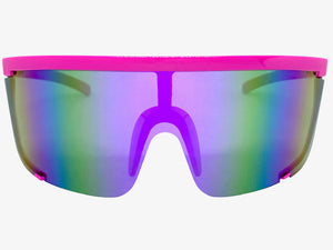 Oversized Modern Retro Shield Style SUNGLASSES X-Large Pink Frame 5340
