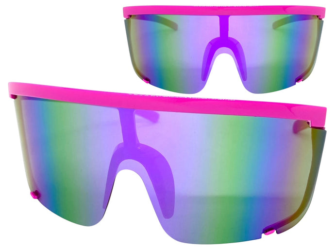 Oversized Modern Retro Shield Style SUNGLASSES X-Large Pink Frame 5340