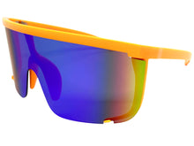 Oversized Modern Retro Shield Style SUNGLASSES X-Large Neon Orange Frame 5340