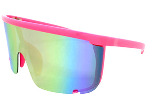 Oversized Modern Retro Shield Style SUNGLASSES X-Large Hot Pink Frame 5340