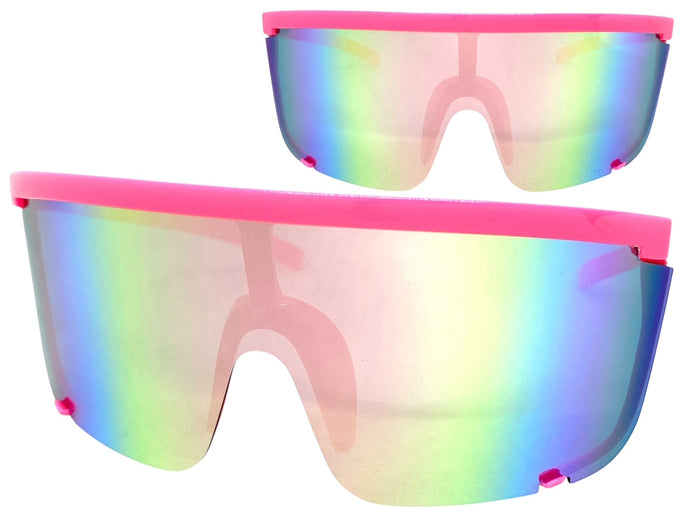 Oversized Modern Retro Shield Style SUNGLASSES X-Large Hot Pink Frame 5340
