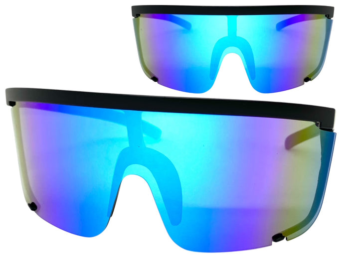 Oversized Modern Retro Shield Style SUNGLASSES X-Large Matte Black Frame 5340