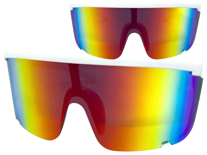 Oversized Modern Retro Shield Style SUNGLASSES X-Large White Frame 5340