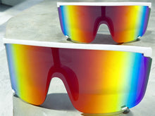 Oversized Modern Retro Shield Style SUNGLASSES X-Large White Frame 5340
