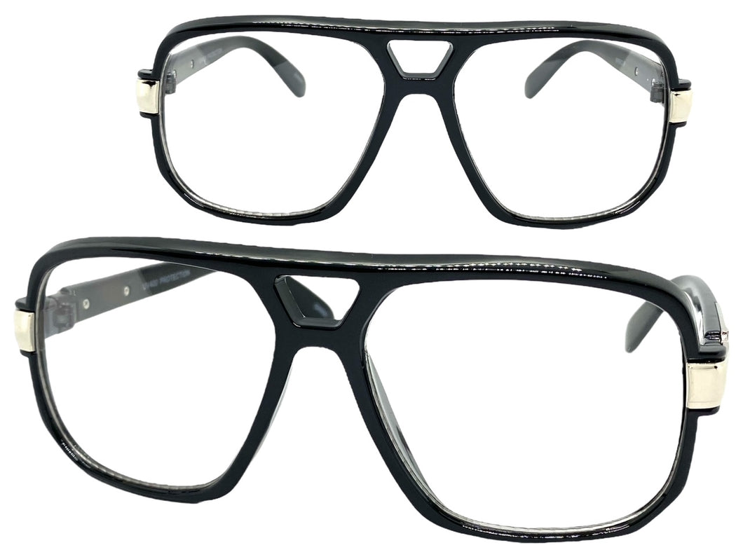 Classic Vintage Retro Hip Hop Rapper Style Clear Lens EYEGLASSES Square Black Frame 9763