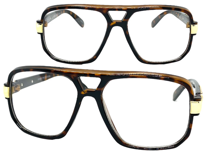 Classic Vintage Retro Hip Hop Rapper Style Clear Lens EYEGLASSES Square Tortoise Frame 9763