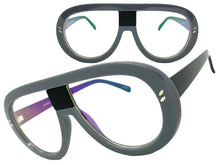 Oversized Vintage Retro Style Clear Lens EYEGLASSES Large Gray Frame 7308