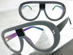 Oversized Vintage Retro Style Clear Lens EYEGLASSES Large Gray Frame 7308