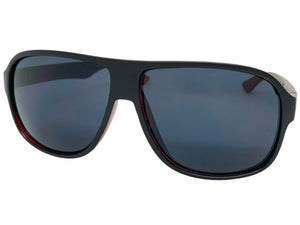 Classic Modern Retro Sporty Style KUSH SUNGLASSES Large Matte Black & Red Frame 7767