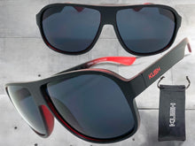 Classic Modern Retro Sporty Style KUSH SUNGLASSES Large Matte Black & Red Frame 7767