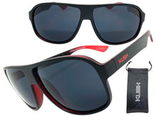 Classic Modern Retro Sporty Style KUSH SUNGLASSES Large Matte Black & Red Frame 7767