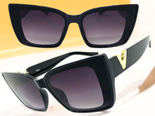 Classy Elegant Vintage Retro Cat Eye Style SUNGLASSES Large Black Frame 5263