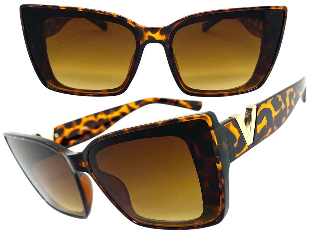 Classy Elegant Vintage Retro Cat Eye Style SUNGLASSES Large Tortoise Frame 5263