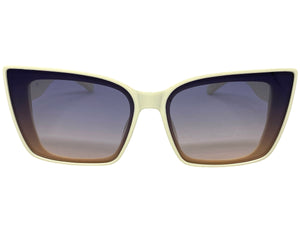Classy Elegant Vintage Retro Cat Eye Style SUNGLASSES Large Cream Frame 5263