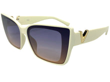 Classy Elegant Vintage Retro Cat Eye Style SUNGLASSES Large Cream Frame 5263