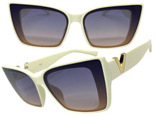 Classy Elegant Vintage Retro Cat Eye Style SUNGLASSES Large Cream Frame 5263