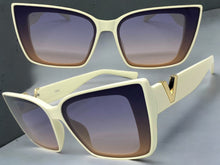 Classy Elegant Vintage Retro Cat Eye Style SUNGLASSES Large Cream Frame 5263