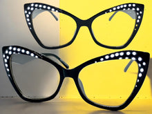 Classic Vintage Retro Cat Eye Style Clear Lens EYEGLASSES Funky Black Frame E2131