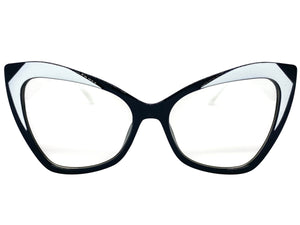 Classic Vintage Retro Cat Eye Style Clear Lens EYEGLASSES Funky White Frame E2131