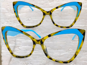 Classic Vintage Retro Cat Eye Style Clear Lens EYEGLASSES Funky Marble Frame E2131