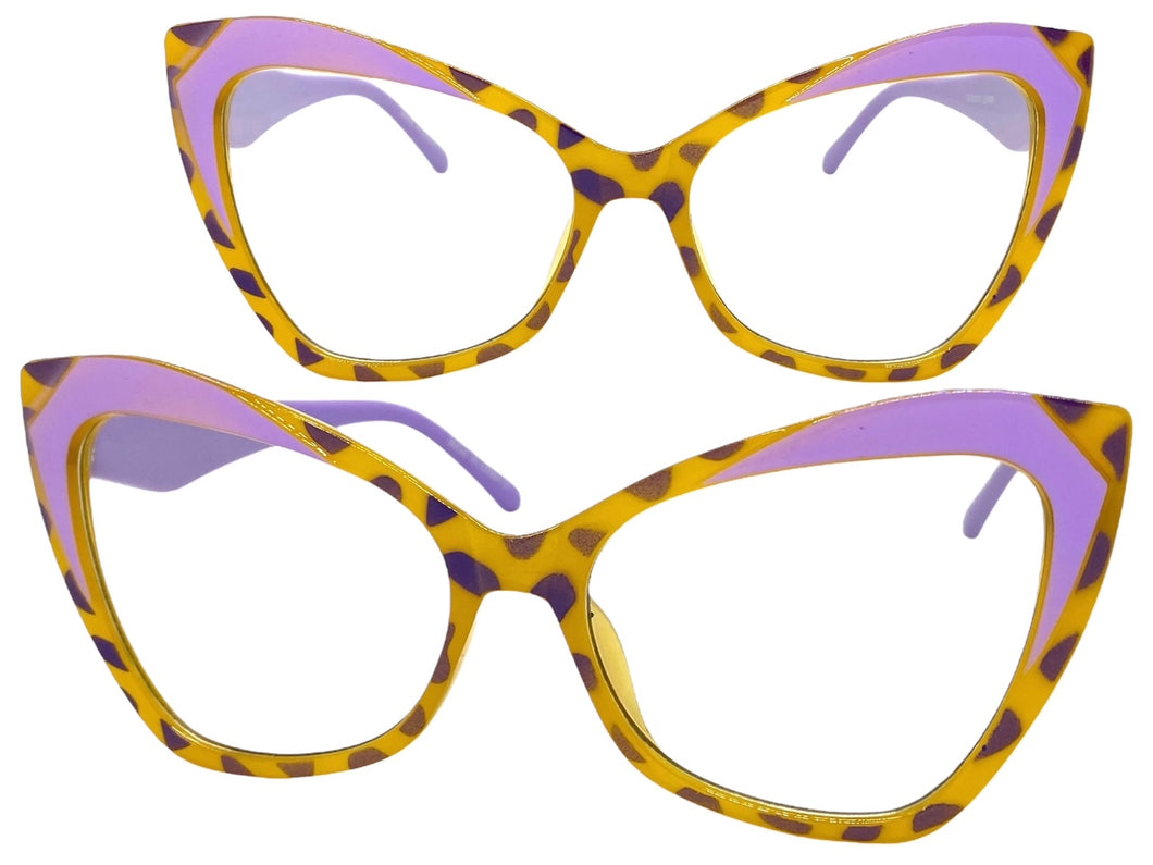 Classic Vintage Retro Cat Eye Style Clear Lens EYEGLASSES Funky Purple Frame E2131