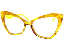 Classic Vintage Retro Cat Eye Style Clear Lens EYEGLASSES Funky Yellow Frame E2131
