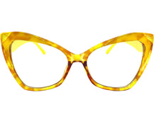 Classic Vintage Retro Cat Eye Style Clear Lens EYEGLASSES Funky Yellow Frame E2131