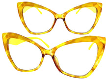 Classic Vintage Retro Cat Eye Style Clear Lens EYEGLASSES Funky Yellow Frame E2131