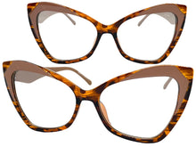 Classic Vintage Retro Cat Eye Style Clear Lens EYEGLASSES Funky Brown Frame E2131