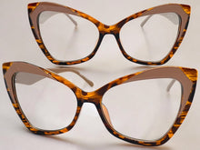 Classic Vintage Retro Cat Eye Style Clear Lens EYEGLASSES Funky Brown Frame E2131
