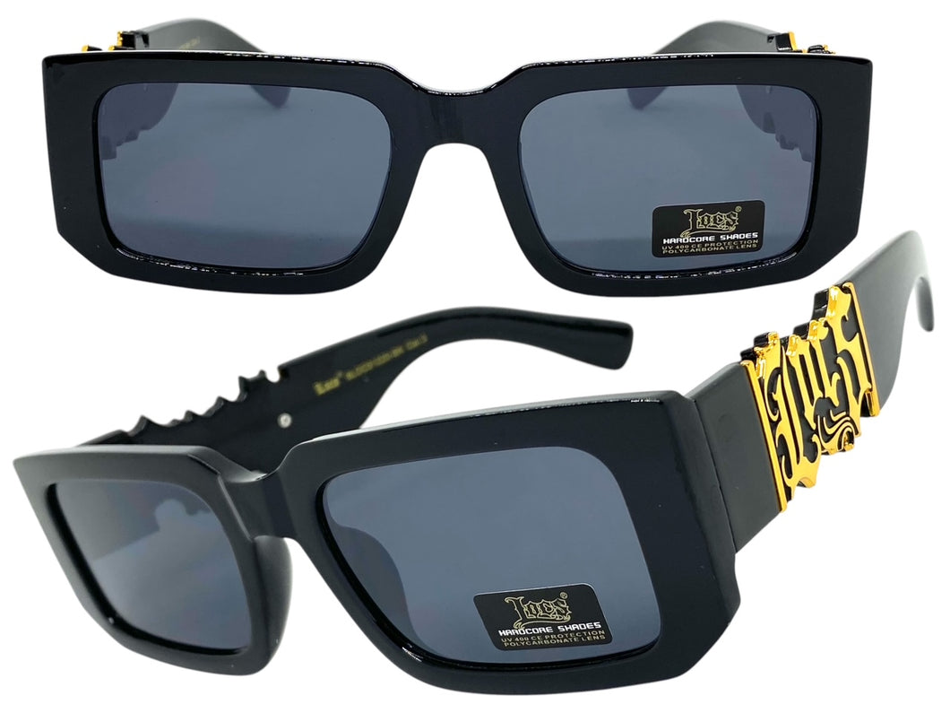 Classic Hardcore Biker Gangster Style LOCS SUNGLASSES Black Frame Dark Lens 91220
