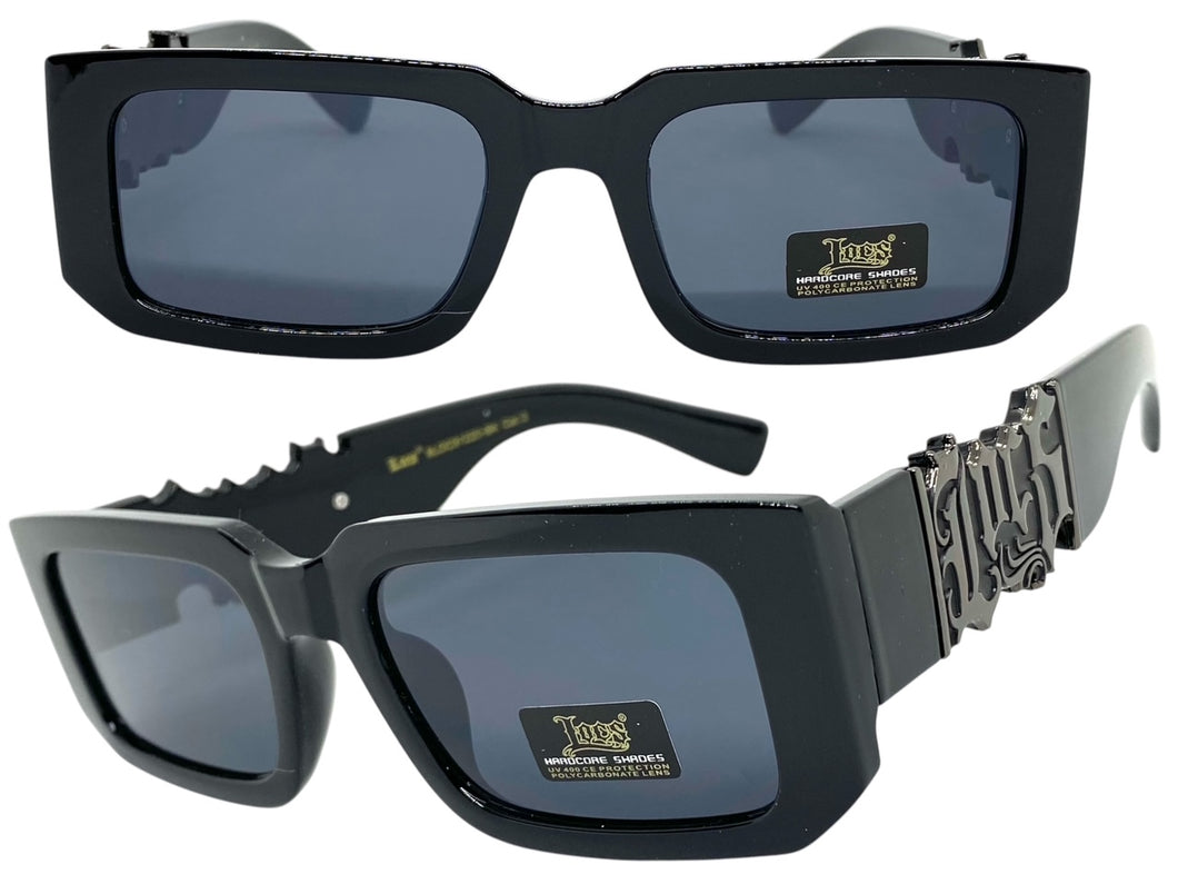 Classic Hardcore Biker Gangster Style LOCS SUNGLASSES Black Frame Dark Lens 91220