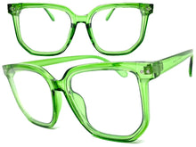 Oversized Vintage Retro Style Clear Lens EYEGLASSES Large Square Green Frame E2071
