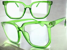 Oversized Vintage Retro Style Clear Lens EYEGLASSES Large Square Green Frame E2071