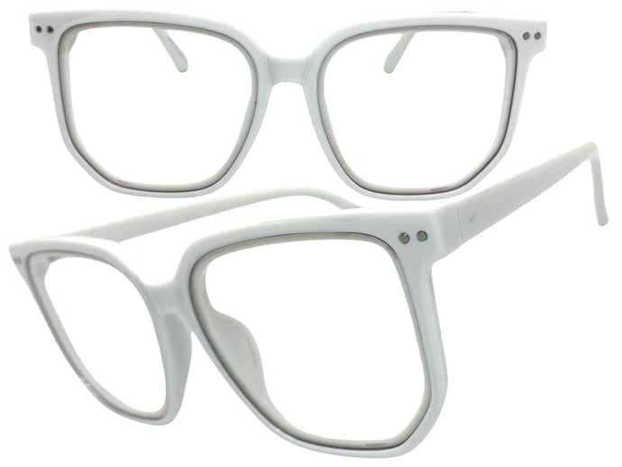 Oversized Vintage Retro Style Clear Lens EYEGLASSES Large Square White Frame E2071