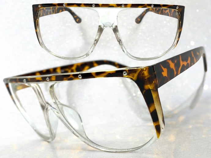 Oversized Vintage Retro Style Clear Lens EYEGLASSES Large Square Tortoise Frame 6572