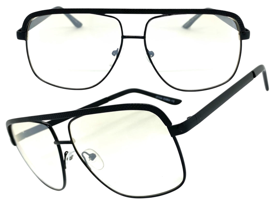 Classic Vintage Retro Style Clear Lens with Slight Tint SUNGLASSES Club Shades Black Frame I114