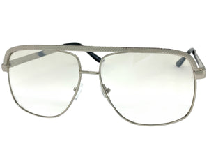 Classic Vintage Retro Style Clear Lens with Slight Tint SUNGLASSES Club Shades Silver Frame I114