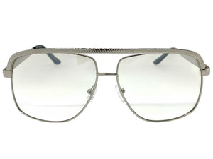 Classic Vintage Retro Style Clear Lens with Slight Tint SUNGLASSES Club Shades Silver Frame I114