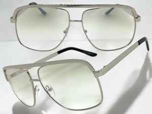 Classic Vintage Retro Style Clear Lens with Slight Tint SUNGLASSES Club Shades Silver Frame I114
