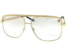 Classic Vintage Retro Style Clear Lens with Slight Tint SUNGLASSES Club Shades Gold Frame I114