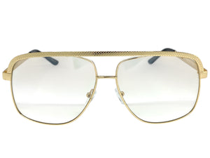 Classic Vintage Retro Style Clear Lens with Slight Tint SUNGLASSES Club Shades Gold Frame I114