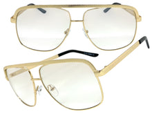 Classic Vintage Retro Style Clear Lens with Slight Tint SUNGLASSES Club Shades Gold Frame I114