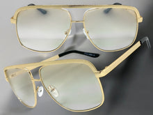 Classic Vintage Retro Style Clear Lens with Slight Tint SUNGLASSES Club Shades Gold Frame I114